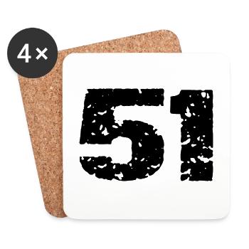 51 Zahl Trikot - Untersetzer (4er-Set) - Weiß - Vorne
