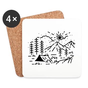 Camping Camping Nature - Dessous de verre (lot de 4) - blanc - Devant