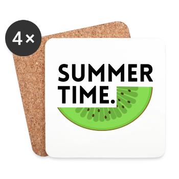 Sommerzeit - Kiwi - Untersetzer (4er-Set) - Weiß - Vorne