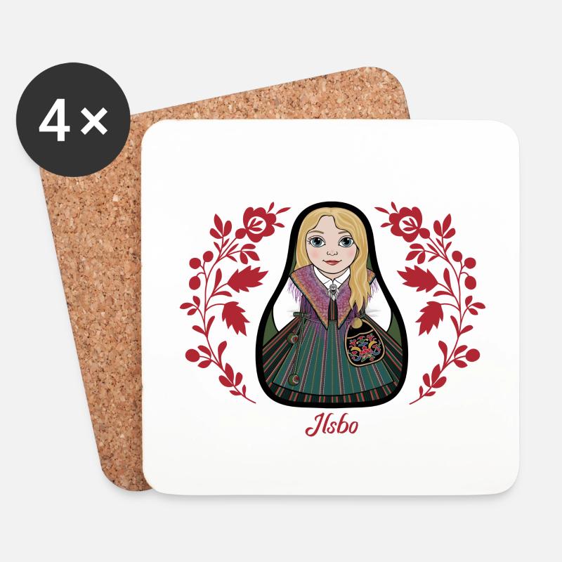 Ilsbostinta with flowers. - Coasters (set of 4) - white