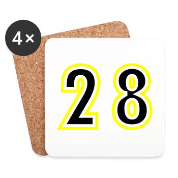 28 Nombre Collège - Dessous de verre (lot de 4) - blanc - Devant