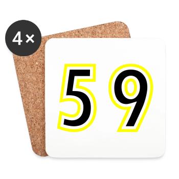 59 Nombre Collège - Dessous de verre (lot de 4) - blanc - Devant