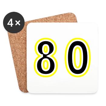 80 Nombre Collège - Dessous de verre (lot de 4) - blanc - Devant