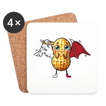 Peanut Angel Devil Peanut Occult Spiritual - Coasters (set of 4) - white - Front