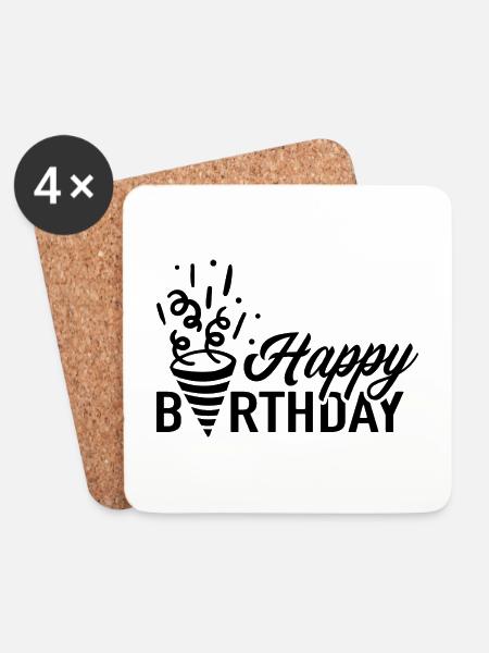 Fröhlichen Geburtstag Geburtstagskind Glückwunsch - Untersetzer (4er-Set) - Weiß