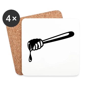 Symbole de ciseau en bâton apiculteur - Dessous de verre (lot de 4) - blanc - Devant