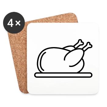 Chicken icon symbol - Coasters (set of 4) - white - Front