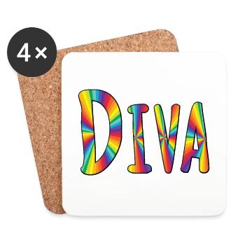 DIVA Gay Pride Rainbow Flag LGBT LGBTQ Pride Month - Coasters (set of 4) - white - Front