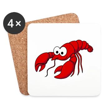 Homard Comic Animal - Dessous de verre (lot de 4) - blanc - Devant