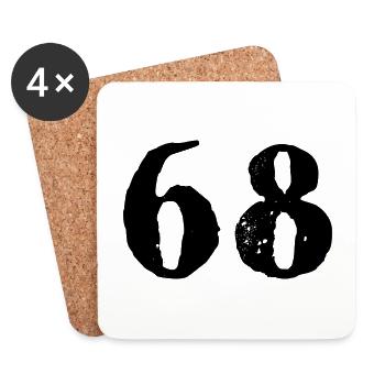 68 Zahl Trikot - Untersetzer (4er-Set) - Weiß - Vorne