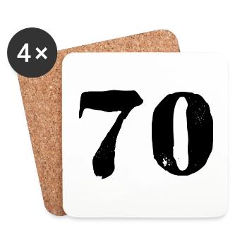 70 Zahl Trikot - Untersetzer (4er-Set) - Weiß - Vorne