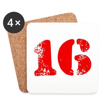 16 Symbole numérique - Dessous de verre (lot de 4) - blanc - Devant