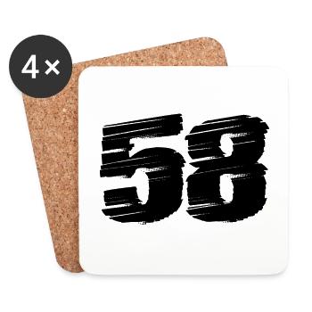 58 Zahl Trikot - Untersetzer (4er-Set) - Weiß - Vorne