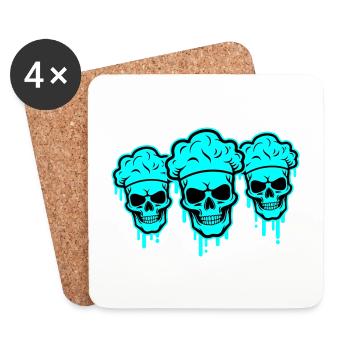 Chef Squelette - Dessous de verre (lot de 4) - blanc - Devant