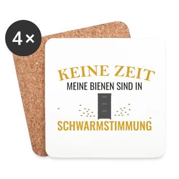 Keine Zeit Meine Bienen Sind In Schwarmstimmung - Untersetzer (4er-Set) - Weiß - Vorne