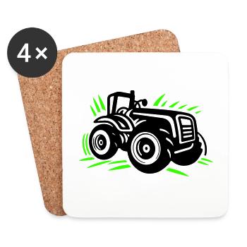 Tracteur Agriculteur Agriculteur Icône - Dessous de verre (lot de 4) - blanc - Devant