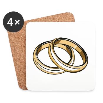 Eheringe Hochzeit - Untersetzer (4er-Set) - Weiß - Vorne
