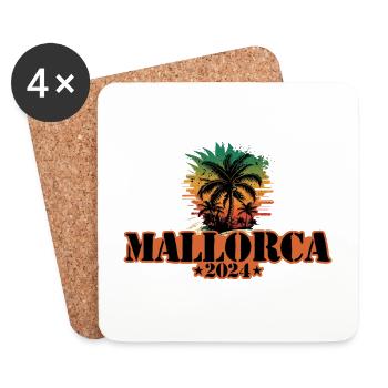 Mallorca 2024 Team Palmen Bunt - Untersetzer (4er-Set) - Weiß - Vorne