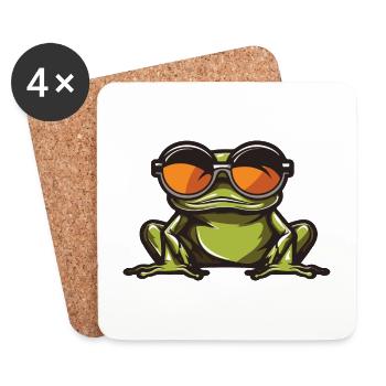 Grenouille Drôle Cool - Dessous de verre (lot de 4) - blanc - Devant