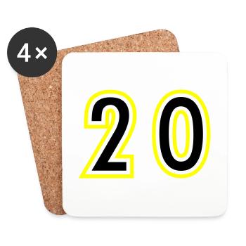 20 Zahl College - Untersetzer (4er-Set) - Weiß - Vorne