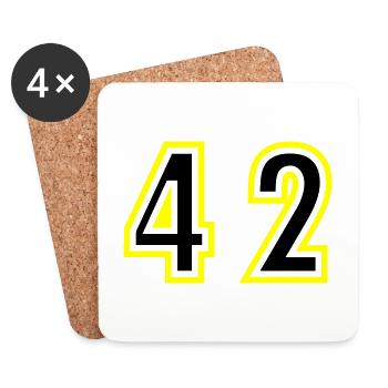 42 Zahl College - Untersetzer (4er-Set) - Weiß - Vorne