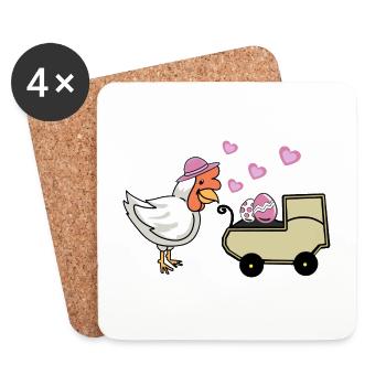 Hen Chicken Chickens Poultry Baby Egg Eggs - Coasters (set of 4) - white - Front