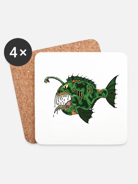 grüner Zombie Laternenfisch aus der Tiefsee - Untersetzer (4er-Set) - Weiß