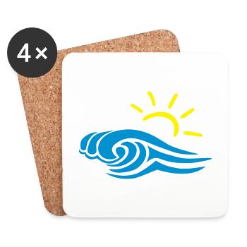 Waves and sun - Coasters (set of 4) - white - Front