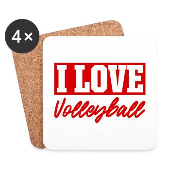 I love volleyball - Coasters (set of 4) - white - Front