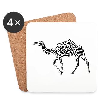 Tatouage tribal camel - Dessous de verre (lot de 4) - blanc - Devant