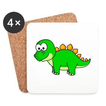 Dinosaur stegosaurus Comic - Coasters (set of 4) - white - Front