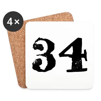 34 number jersey - Coasters (set of 4) - white - Front