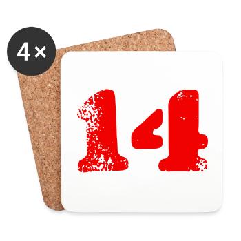 14 Zahl Symbol - Untersetzer (4er-Set) - Weiß - Vorne