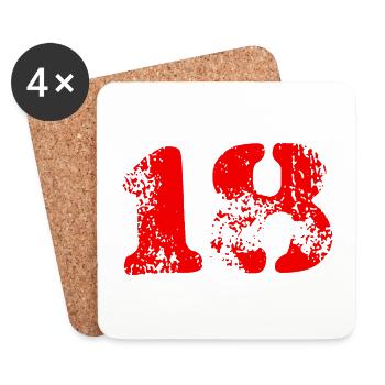 18 Zahl Symbol - Untersetzer (4er-Set) - Weiß - Vorne