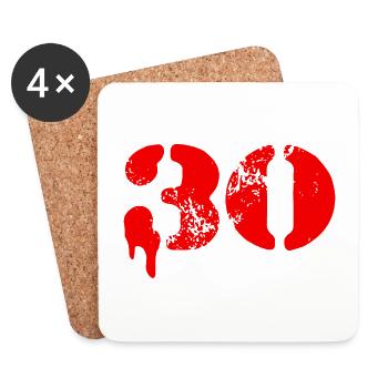 Symbole de 30 chiffres - Dessous de verre (lot de 4) - blanc - Devant