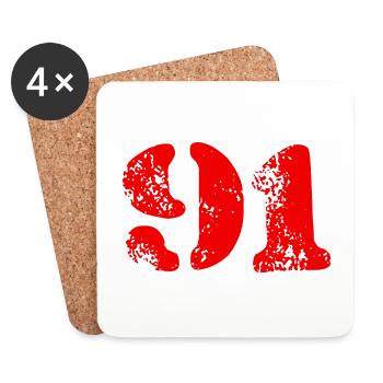 91 Zahl Symbol - Untersetzer (4er-Set) - Weiß - Vorne