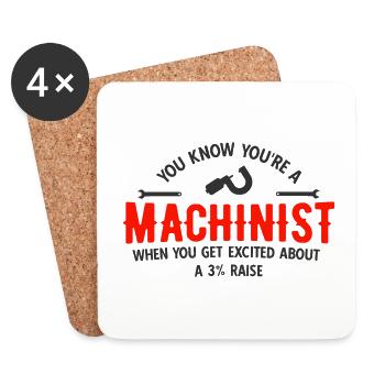 Maschinen-Bediener Maschinenführer Machinist - Untersetzer (4er-Set) - Weiß - Vorne