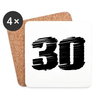 30 Zahl Trikot - Untersetzer (4er-Set) - Weiß - Vorne