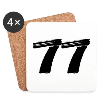 77 Maillot numéro - Dessous de verre (lot de 4) - blanc - Devant
