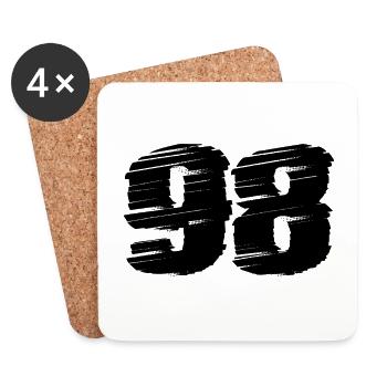 98 Numéro maillot - Dessous de verre (lot de 4) - blanc - Devant