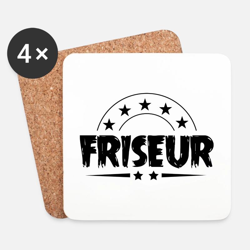 Friseur Beruf - Untersetzer (4er-Set) - Weiß