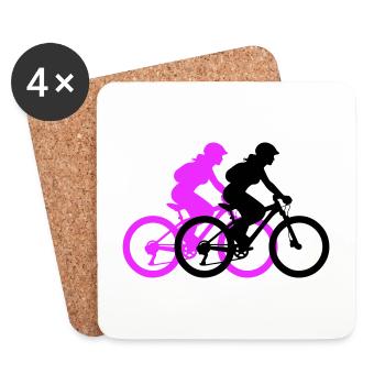 Mountainbike Fahrrad Frau Silhouette - Untersetzer (4er-Set) - Weiß - Vorne