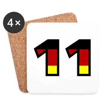 Maillot Allemagne numéro 11 - Dessous de verre (lot de 4) - blanc - Devant