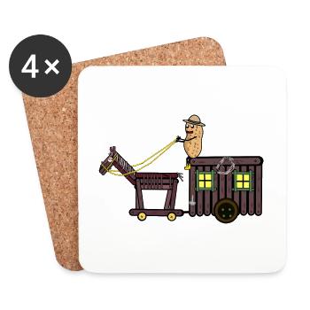 Peanut Adventure Travel Horse Carriage Horses - Coasters (set of 4) - white - Front