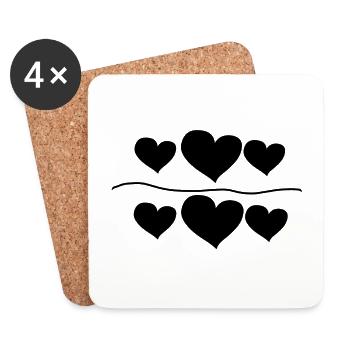 herz sechs herzen symbol liebe linie - Untersetzer (4er-Set) - Weiß - Vorne