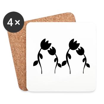 Flower symbol blossom plant shape four roses - Coasters (set of 4) - white - Front