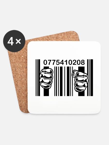 PRISON BARCODE - Coasters (set of 4) - white