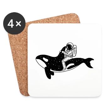 Astronaut on killer whale - Coasters (set of 4) - white - Front