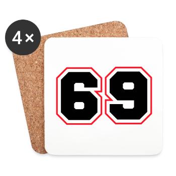 69 Nombre symbole - Dessous de verre (lot de 4) - blanc - Devant