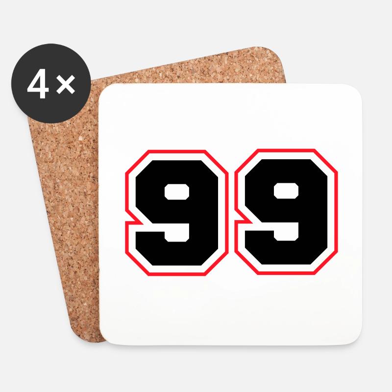 99 Zahl Symbol - Untersetzer (4er-Set) - Weiß